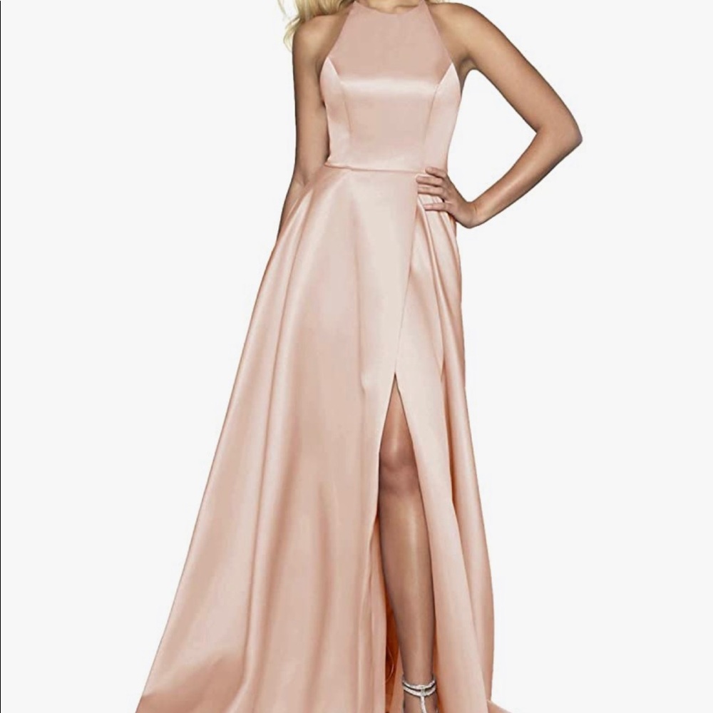 Blush Halter neck prom dress / bridesmaid gown